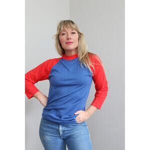 1970's Deadstock Vintage USA Made Baseball Raglan Shirt Women's MD LG XL Men's